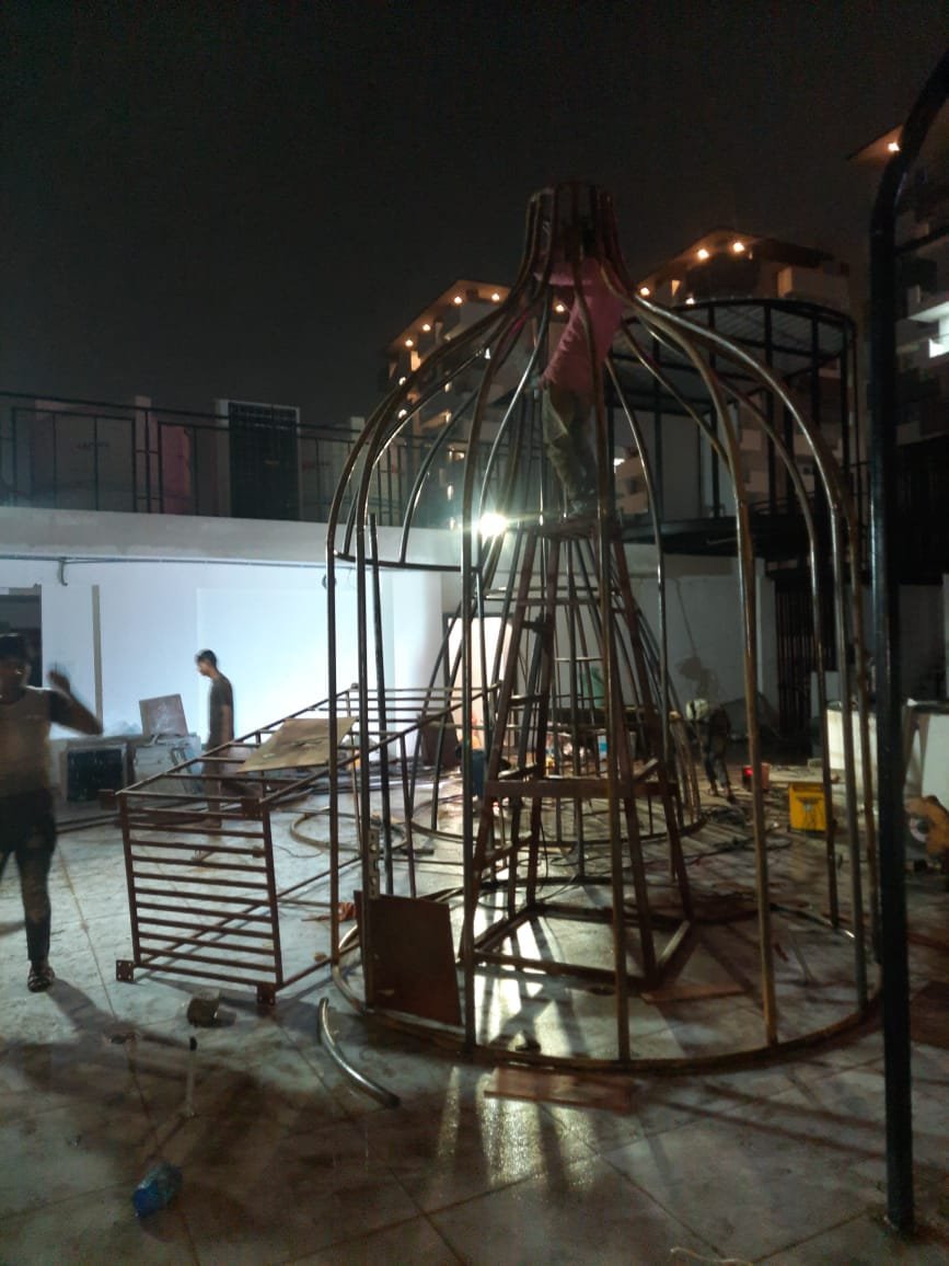Architectural steel dome structure under fabrication by Boppana Srinivas Contractor